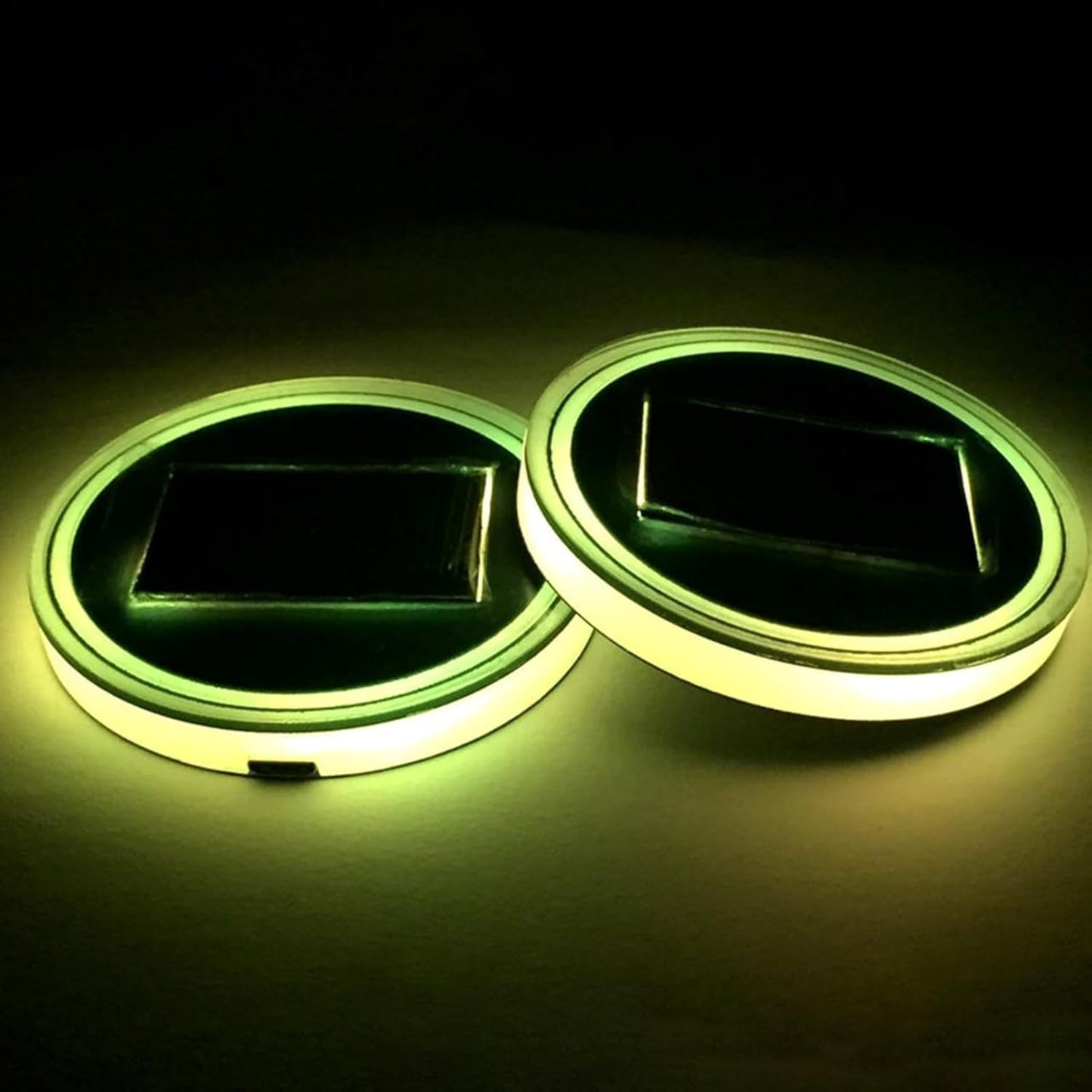 Car Coasters, 2 Piece Light Up Cup Holder Pads with 7 Color Changing Led, Anti Slip Mug Accessories for Women, Men, Night Driving, Road Trips, Trucks, Rvs, and 2.68in