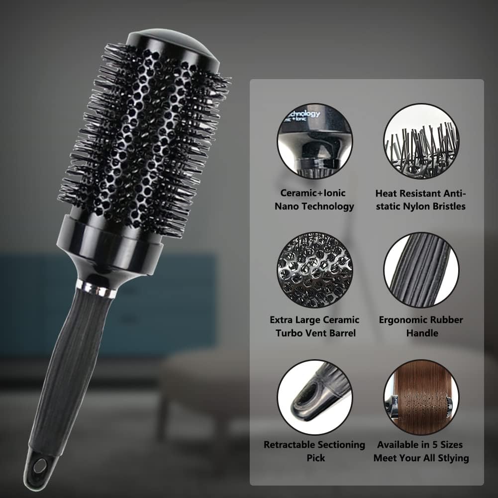 Aozzy 9Pcs Curly Hair Brush Set, Hair Brushes for Women, Round Brush for Blow Drying, Paddle Brush, Fit for Detangling Wet Long Thick Hair, Spray Bottle for Curly Wavy Hair, Family Daily Care（Green）