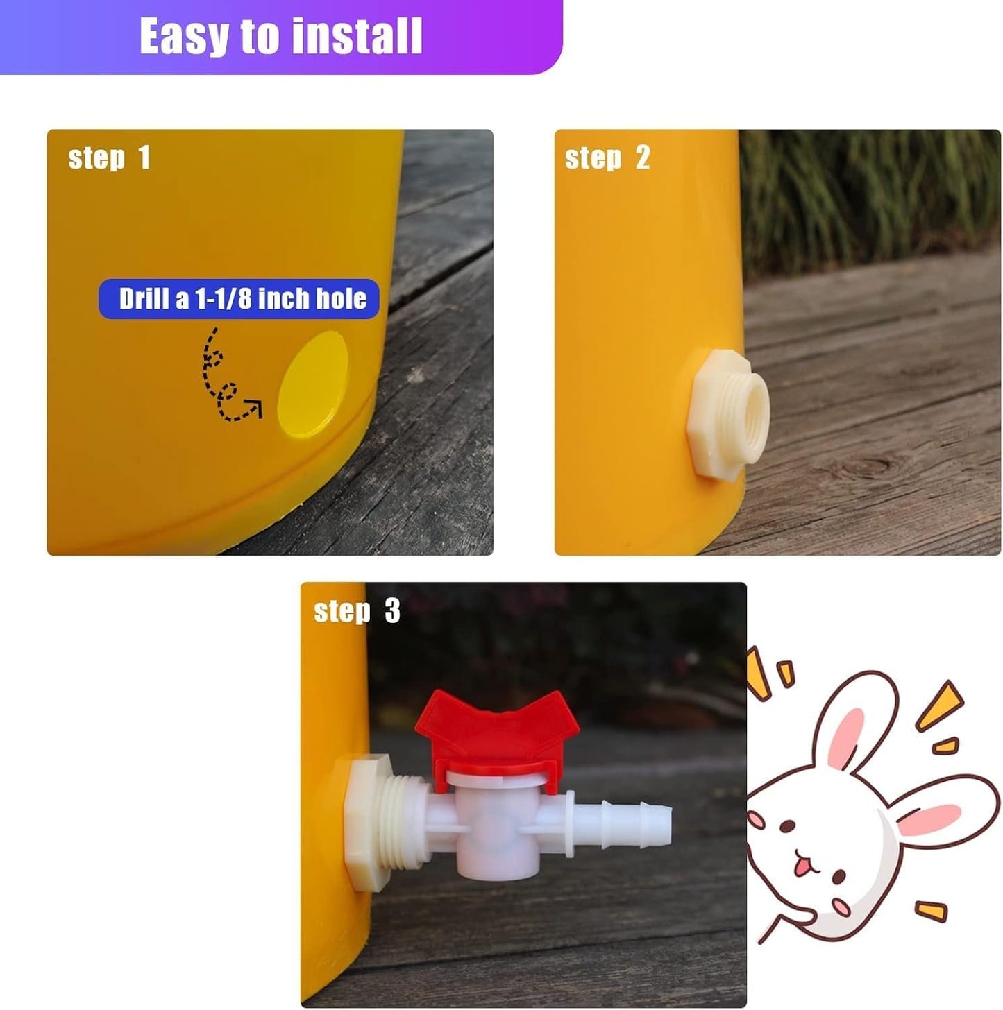 Zarique Automatic Rabbit Watering Kit Include 6 Nipple Drinker Feeders, ID 5/16" Hose, Barb Fittings to G1/2" Thread Connector,Rodent Poultry Watering System Bucket Connector,Animal Water Dispenser