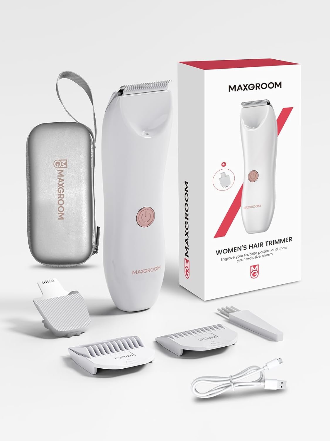 Bikini Trimmer for Women, Maxgroom Waterproof Electric Body Groomer & Pubic Hair Razor, Ceramic Blades for Intimate Grooming & DIY Styling, Women's Hygiene Shaver