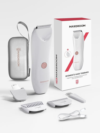 Bikini Trimmer for Women, Maxgroom Waterproof Electric Body Groomer & Pubic Hair Razor, Ceramic Blades for Intimate Grooming & DIY Styling, Women's Hygiene Shaver