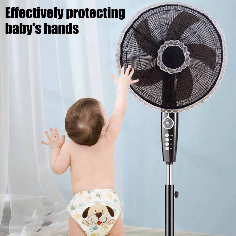 2 Pack Summer Fan Safety Protection Cover, Round Electric Fan Guard Dust Covers, Kid Baby Finger Protector, Anti-Pinch Hand Electric Fan Mesh Net Cover for Pedestal Fan, Standing Floor Fan