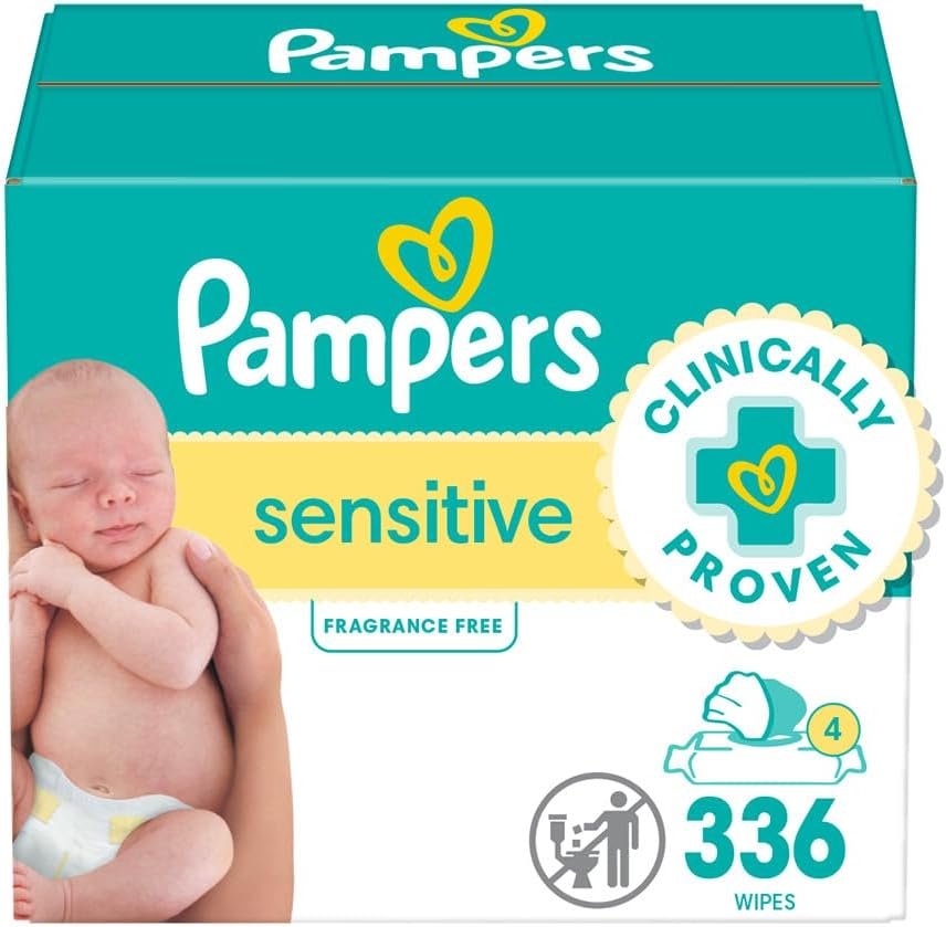Pampers Baby Wipes, Sensitive Water Baby Diaper Wipes, Hypoallergenic and Unscented, 6X Pop-Top Packs, 336 Total Wipes