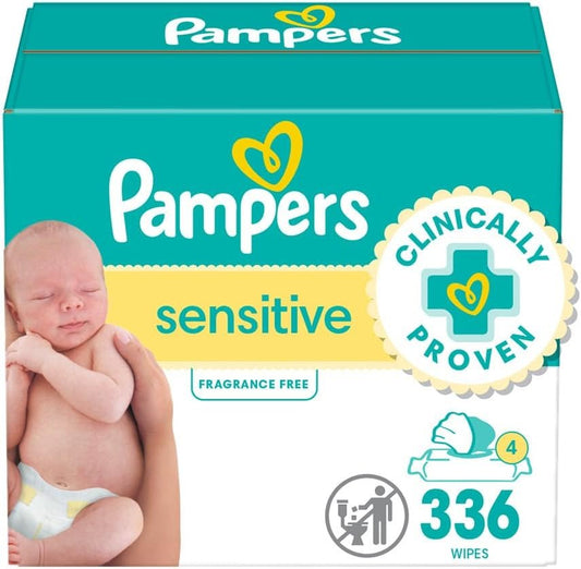 Pampers Baby Wipes, Sensitive Water Baby Diaper Wipes, Hypoallergenic and Unscented, 6X Pop-Top Packs, 336 Total Wipes
