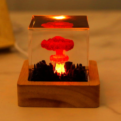 Fxvhojq Nuclear Explosion Lamp USB Powered Mushroom Cloud Night Light 3D Printed Resin Table Lamp Transparent Color