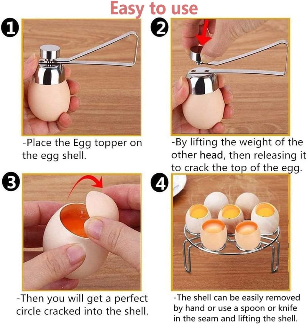 Pubiao Stainless Steel Egg Topper, Egg Opener Kitchen Gadget for Raw or Soft Hard Boiled Egg, Dishwasher Safe