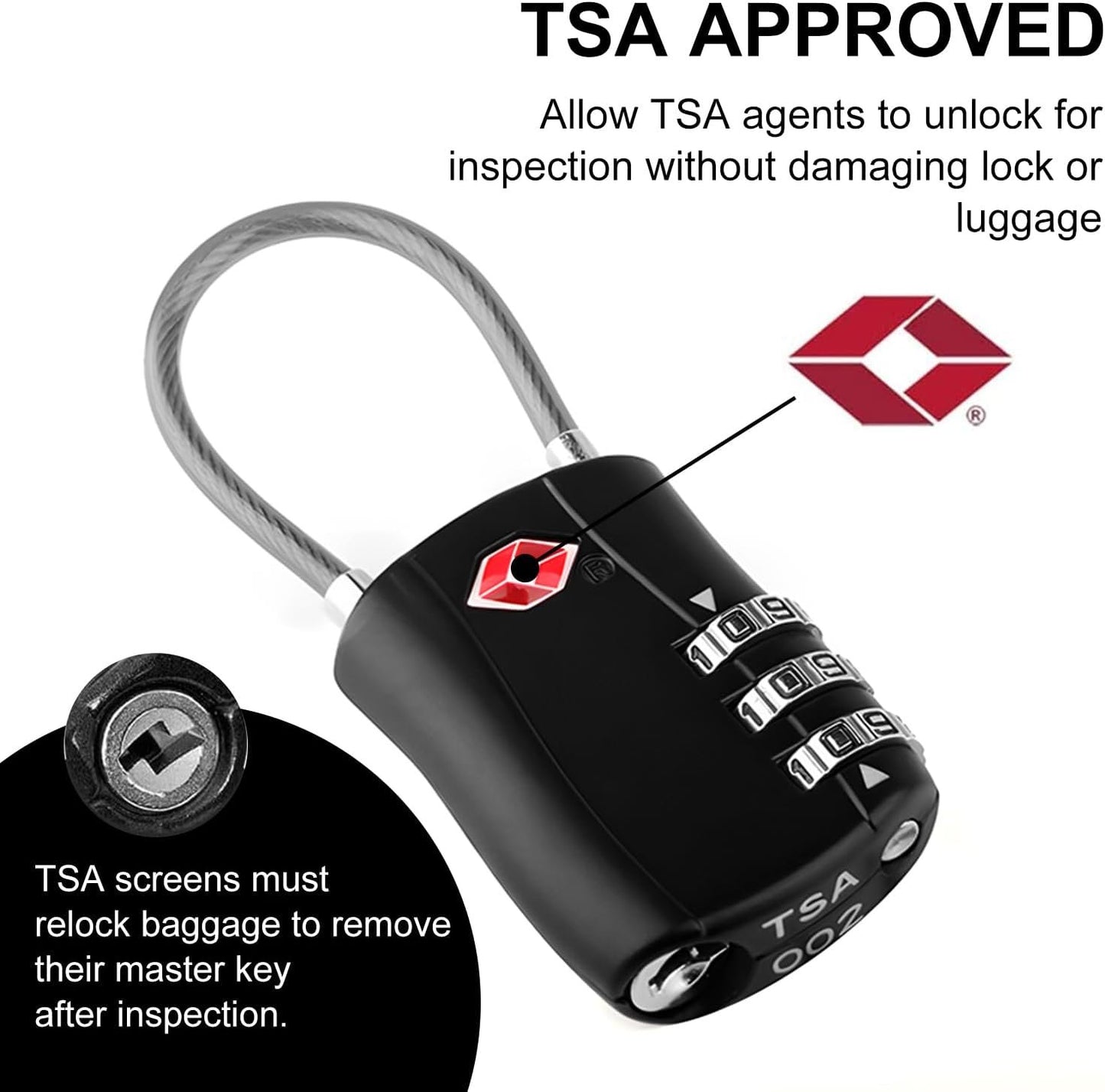 TSA Approved Luggage Combination Locks,T Tersely 2 Pack Travel Suitcase Lock with Zinc Alloy Body Resettable Password Code Padlock for Toolbox, Bag, Backpack, Suit Case, Lockers, Gym, Bike