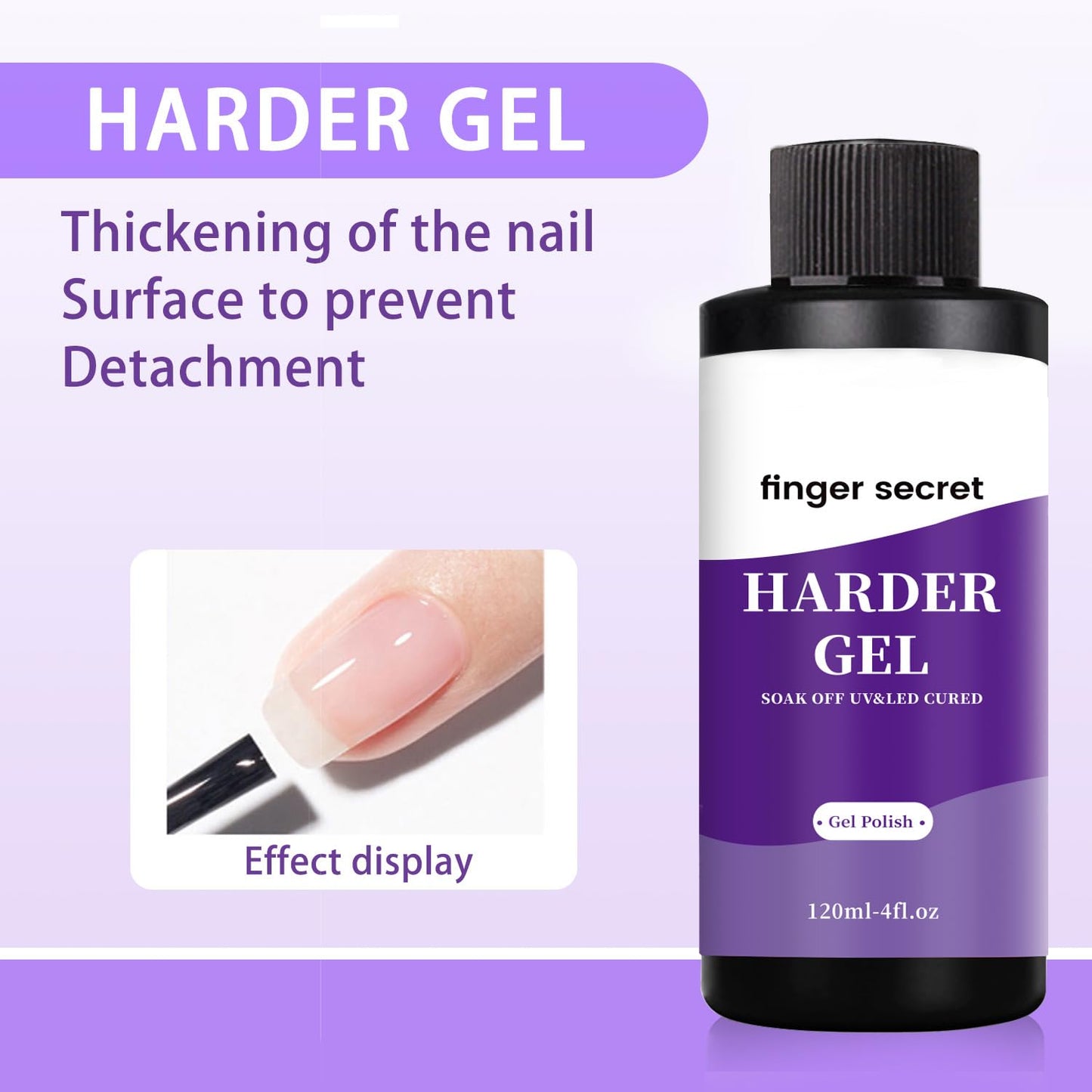 finger secret Harder Gel120ml,Harder Gel for Nails,Builder Gel for Nails,Nail Strengthener Nail Extension Hard Gel for Nail Care Repair Soak Off Nail Lamp Required