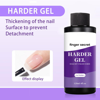 finger secret Harder Gel120ml,Harder Gel for Nails,Builder Gel for Nails,Nail Strengthener Nail Extension Hard Gel for Nail Care Repair Soak Off Nail Lamp Required