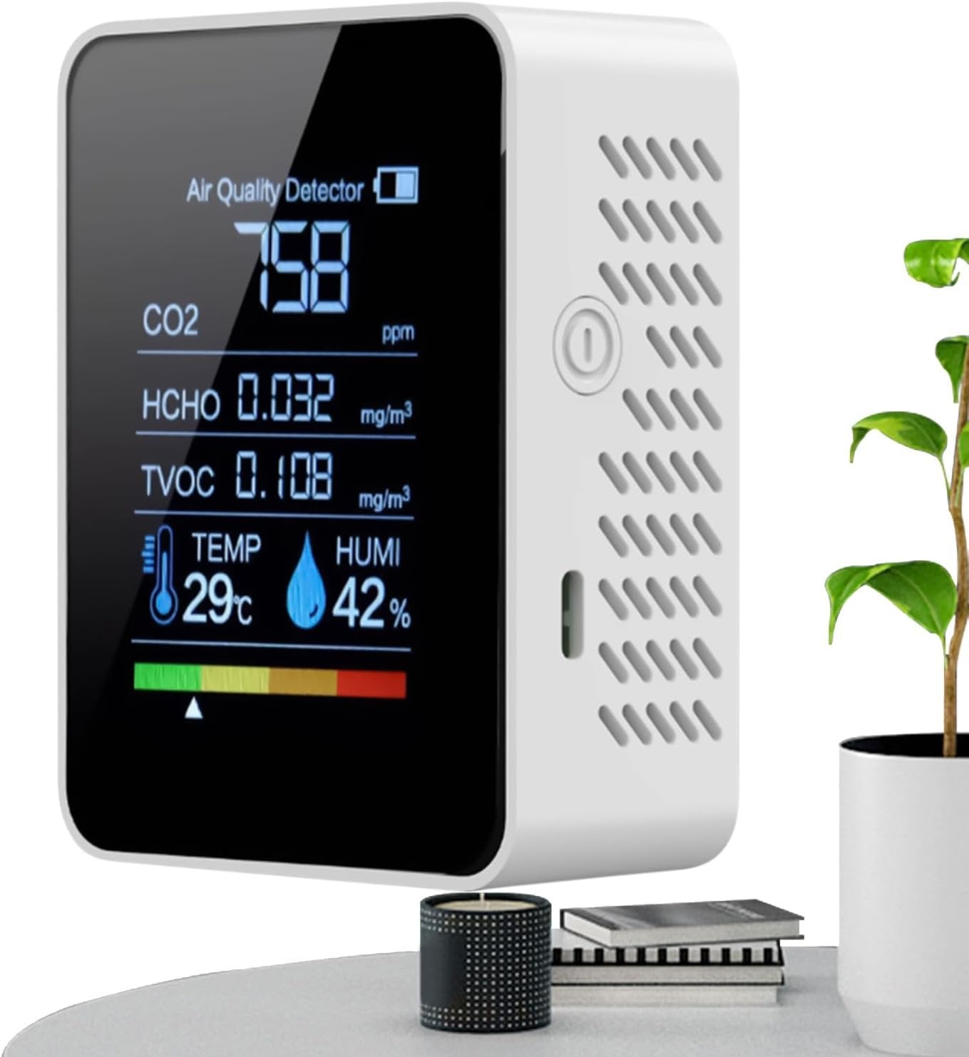 Portable Co2 Air Quality Monitor, Indoor Carbon Dioxide Detector, Clear Digital Display, 3.54x1.57x2.76 Inches Compact Safety Tester for Grow, Bedroom, Office, Health Protection