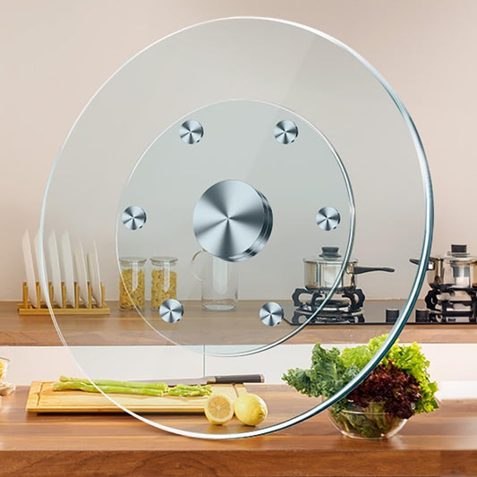 Tempered Glass Tabletop 360° Rotating Tray, 24" 28" 32" Large Serving Plate for Kitchen, Lazy Susan Dining Table Turntable(24inch/60cm)