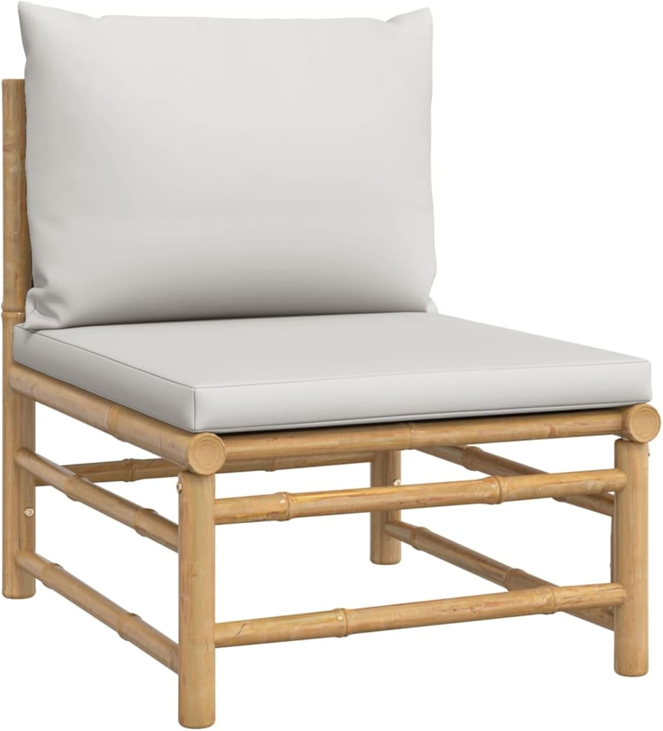 Homgoday 2-Piece Garden Lounge Set with Bamboo Light Grey Cushions, Garden Living Room, Sun Lounger, Sofa Bed Furniture, Garden Loungers for Swimming Pool, Balcony