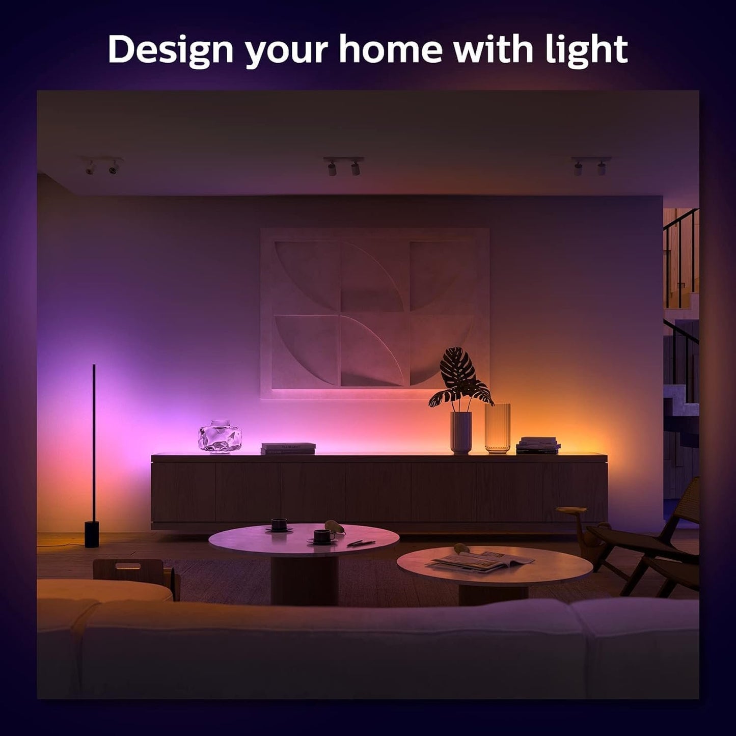 Philips Hue Bluetooth Gradient Ambiance Smart Lightstrip 2m/6ft Base Kit with Plug, (MutiColour Strip, Works with Apple Homekit and Google Home), White,570556