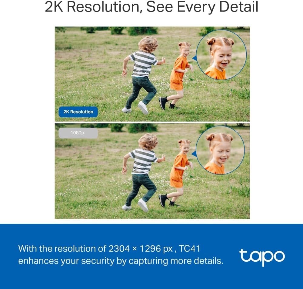 TP-Link Tapo Pan/Tilt Outdoor Security WiFi Camera, 2K, Full-Colour Night Vision, 360Â°, IP65, Smart AI Detection, Sound & Light Alarm, Up to 512 GB, SD Card Slot, No Hub Required (TC41)