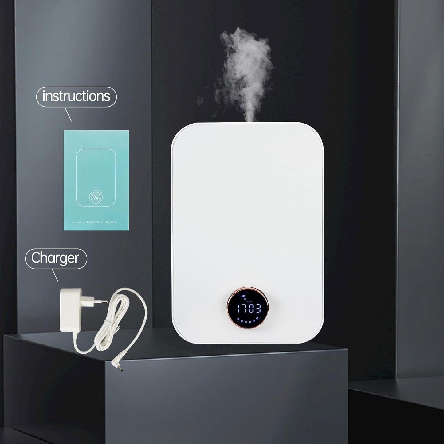 Smart Essential Oil Diffuser, Cool Mist WiFi Scent Air Machine with App Control&Timer, Covering 100-500M³, 150ml Commercial Air Diffuser Machine, Can Be Connected to HVAC System White