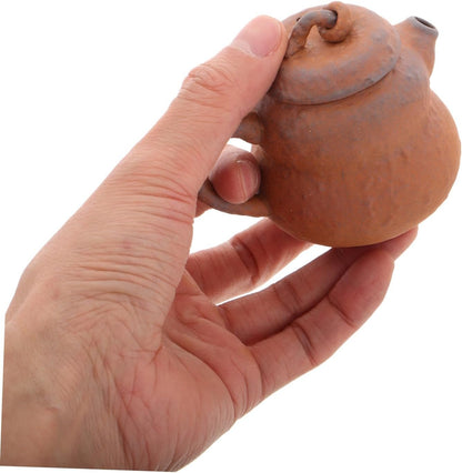 OFFSCH Handmade Gourd Shaped Tea Pot Traditional Chinese Style Coarse Pottery Tea for Decor