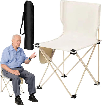 Nuytghr Foldable Camping Chair, Portable Beach Seat, Outdoor Travel Gear, 37 x 37 x 58 cm, Compact Storage Bag, 286 Lbs Weight Capacity, for Picnic, Festival, Hiking, Fishing, or Backpacking Use