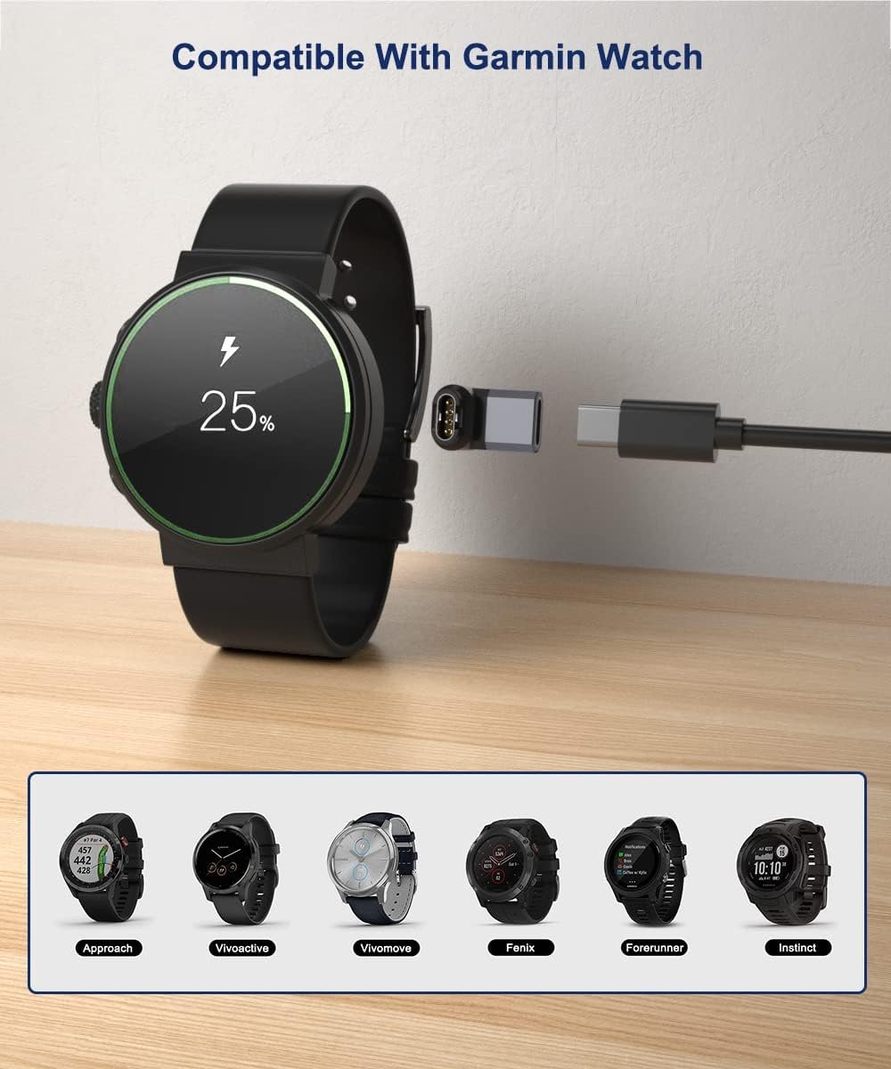 for Garmin Watch Charger Adapter 3Pack,Replacement USB-C to Garmin Cable Converter for Fenix 8/7/7X/7S/6/6X S E,Vivoactive 5 4 3,Forerunner 165/965/955/265/255/55,Instinct Solar 2X,Venu,Epix Pro Gen 2