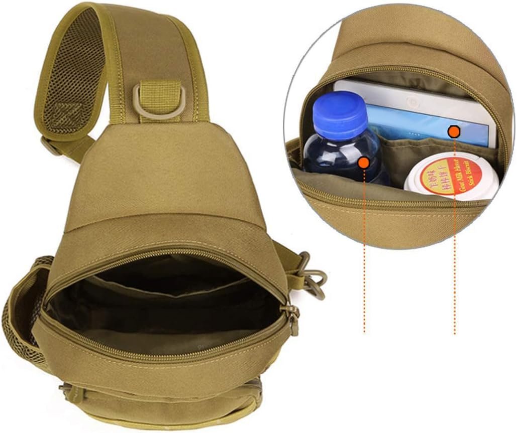 Sling Bag Backpack Crossbody Shoulder Chest Pack for Men Women Travel Outdoor Business Laptop Cycling Hunting Hiking Camping Rucksack Daypack Day Pack Pouch Khaki