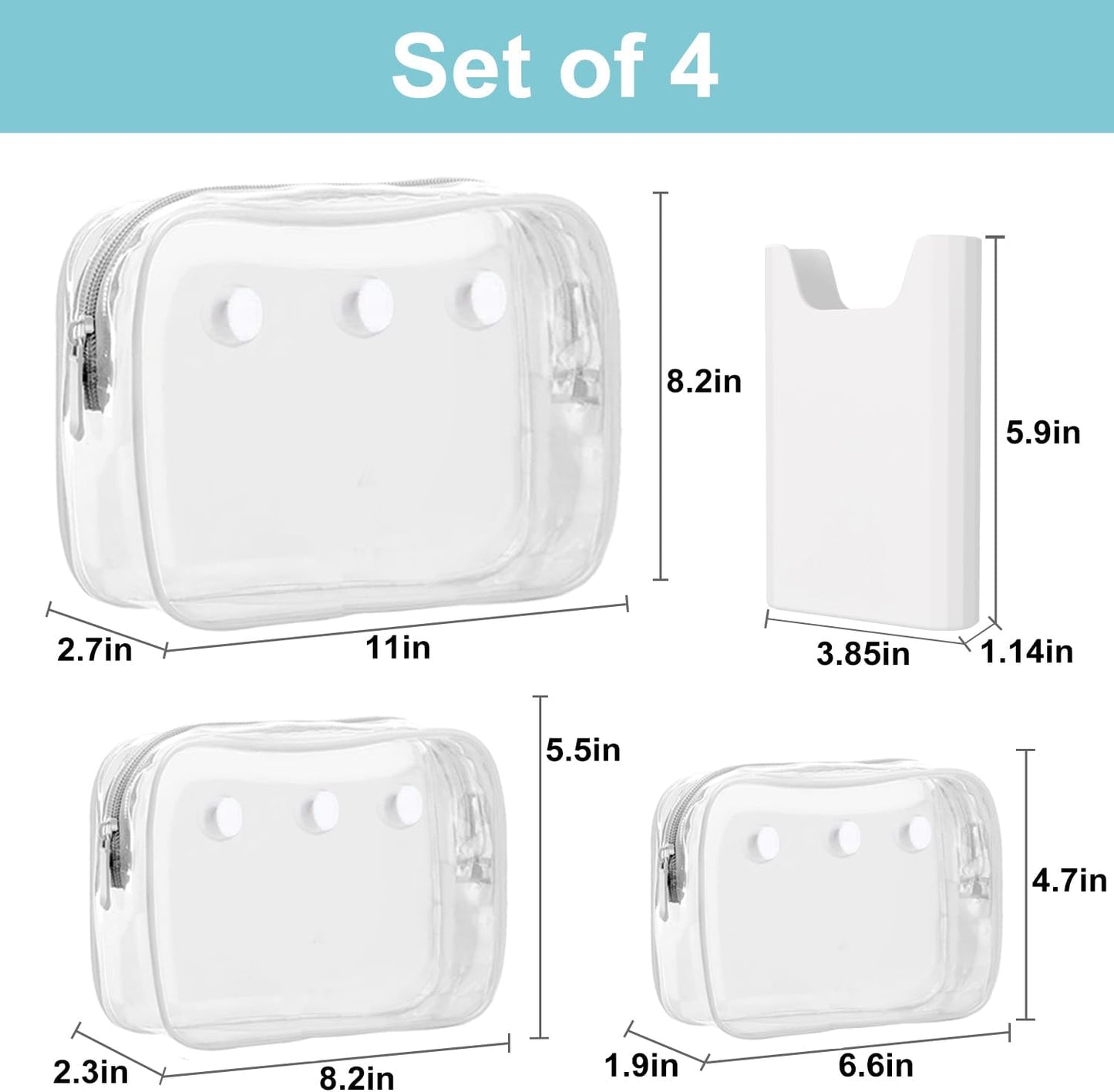 3 Pcs Clear Bogg Beach Tote Bag with 4 Pcs Insert Hooks and 1 Phone Holder Accessories for Bogg Bags Travel Makeup Clean Toiletry Brush Organizer Cosmetic Divider Storage Inner Pouch (White set of 4)