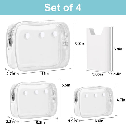 3 Pcs Clear Bogg Beach Tote Bag with 4 Pcs Insert Hooks and 1 Phone Holder Accessories for Bogg Bags Travel Makeup Clean Toiletry Brush Organizer Cosmetic Divider Storage Inner Pouch (White set of 4)