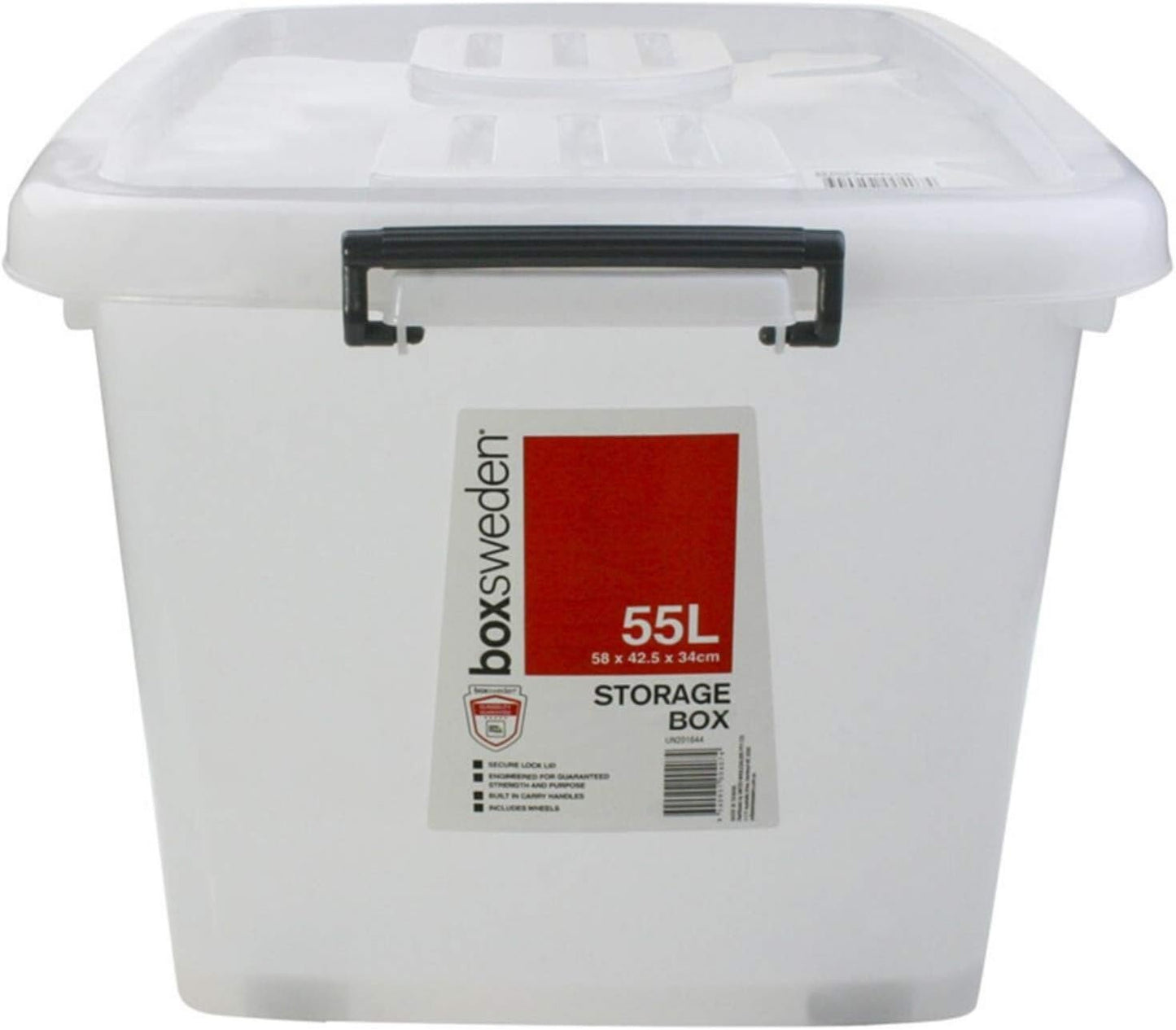 5 x HEAVY DUTY UTILITY STORAGE BINS 55L Stackable Plastic Storage Tub Container Clear Large Storage Box Tote Bin Boxes Bins With Durable Clip on Lid