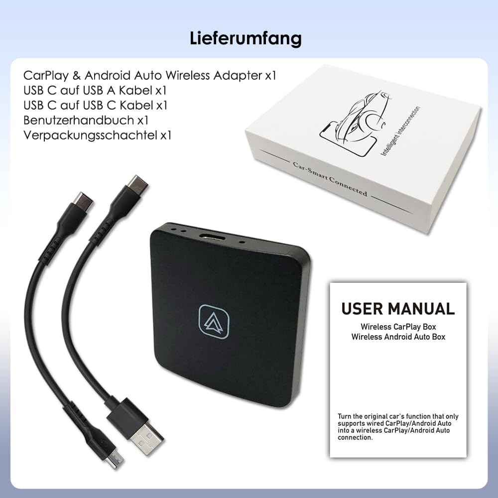 iFreGo CarPlay Wireless Android Car Wireless Adapter 2 in 1 Super Fast Upgrade Auto Play, Plug and Play, Compatible with iPhone iOS 10+ and Car with Wired CarPlay
