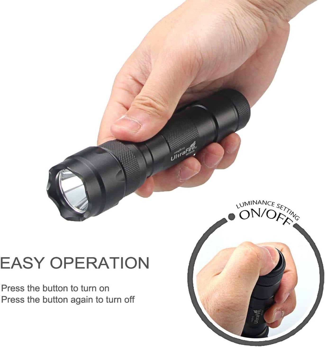 FandyFire LED Tactical Flashlight, 1000 High Lumens 5 Modes Flashlight Torch with Duty Belt Flashlight Holster, Bicycle Mount, USB Charger WF-502B