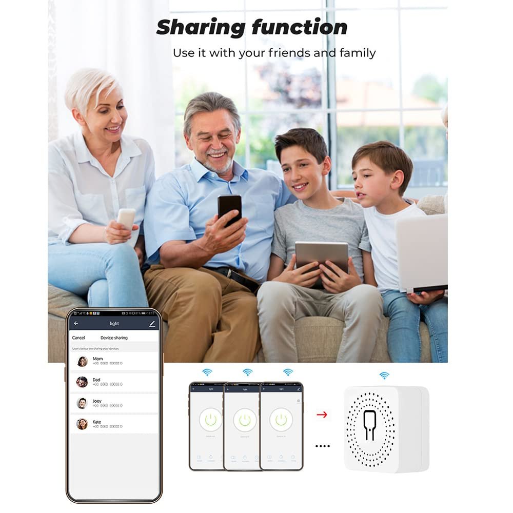 Domary Mini WiFi Switch Module 16A Wi-Fi Intelligent Relay Light Switch APP Remote Control Voice Control DIY Breaker Module Home Appliance Automation (AC 100-240V)