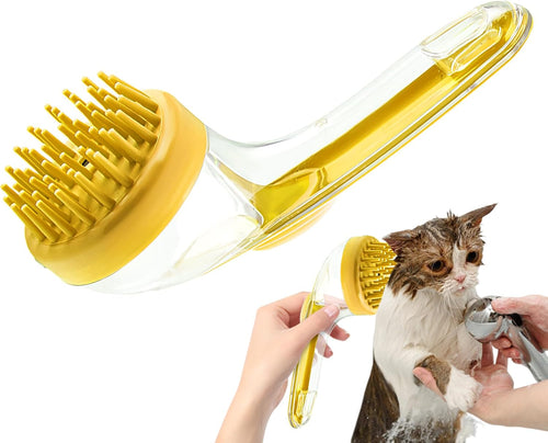 Dog Wash Brush - Soft Dog Shower Brush with Long Handle | Grooming Tool Cleaner Silicone Bristle Cat Comb Shower Accessories for Puppy Kitten Small Animals