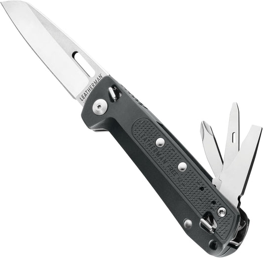 LEATHERMAN, Free K2, Folding Pocketknife, 8-in-1 Multi-Tool for Everyday Carry (EDC), Home & Outdoors, Made in USA, K2 (Gray)