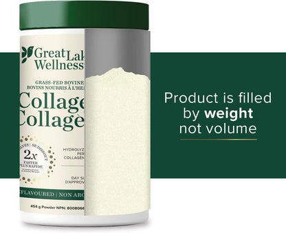 Great Lakes Wellness Collagen Peptides Powder - Unflavored - Quick Dissolve Hydrolyzed, Hormone & Antibiotic Free, Non-GMO, No Preservatives - 454g