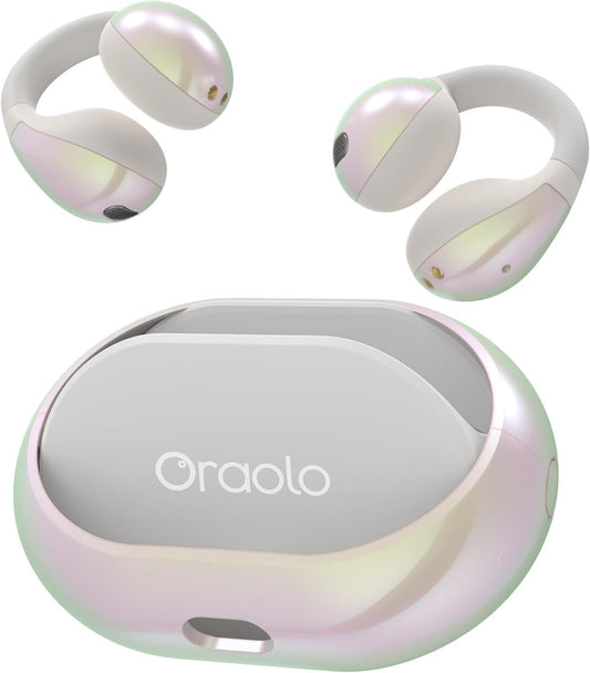 Oraolo Open Ear Headphones, Bluetooth 5.4 Wireless Earbuds with Stereo Sound, ENC Clear Call, 21H Playtime, Type-C Charging, Touch Control, IPX6 Waterproof Open Ear Clip-On Earbuds for Exercise Sports