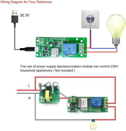 Sonoff Wifi Switch, USB DC5V Wireless Relay Module Smart Home Automation Modules APP Remote Control Timer Switch Voice Control with Alexa Google Home Access Control System