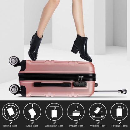 KONO 55 cm Heavy Duty Hard Suitcase 20'' Hand Luggage 4 Wheels with TSA Lock, Nude