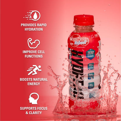 EHP Labs Hydreau Sports Electrolyte Hydration Drink - Sugar Free Electrolytes with Coconut Water Powder, Taurine & Tyrosine - Essential Electrolytes for Energy, Focus, & Endurance. 12 Pack, Raspberry Refresh