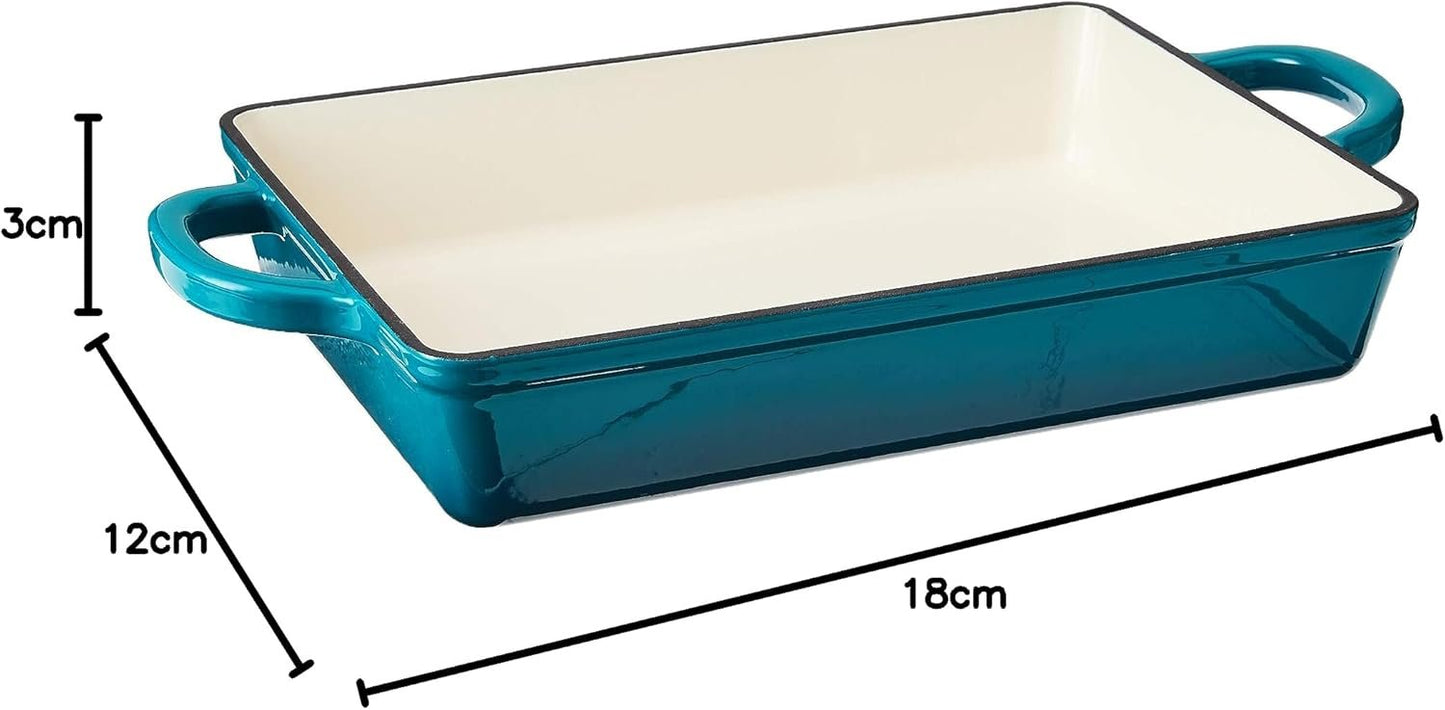 Crock Pot 112008.01 Artisan 13 Inch Enameled Cast Iron Lasagna Pan, Teal Ombre