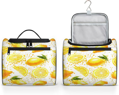 Lemon Fruit Travel Toiletry Bag for Men and Women Yellow Large Hanging Toiletry Organizer Waterproof Hygiene Bag with Metal Hook, Lemon Fruit, 10.2 x 6.5 x 9.2 inches