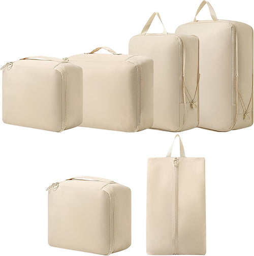 Set of 6 Packing Cubes Compression Design - Save Space in Luggage