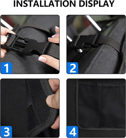 Mandark Car Trunk Organizer, Super Capacity Vehicle Hanging Backseat Cargo Storage Bag with Robust Elastic Net, Detachable Auto Seat Back Organizing Bag, Universal for SUV, Truck, RVï¼ˆBlack/Blackï¼‰