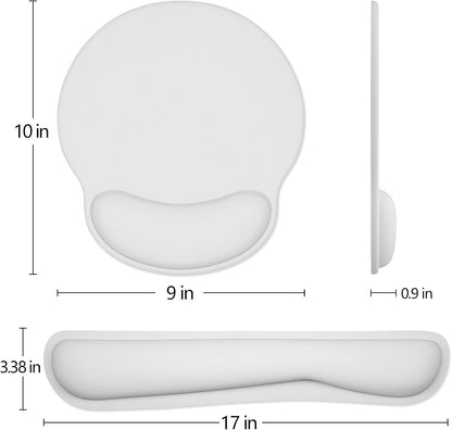 Dapesuom Keyboard Wrist Rest and Mouse Pad with Wrist Support, Memory Foam Cushion for Keyboard and Mouse Set, Ergonomic Desktop Pad Rests with Non Slip Base for Easy Typing & Pain Relief, Space Gray