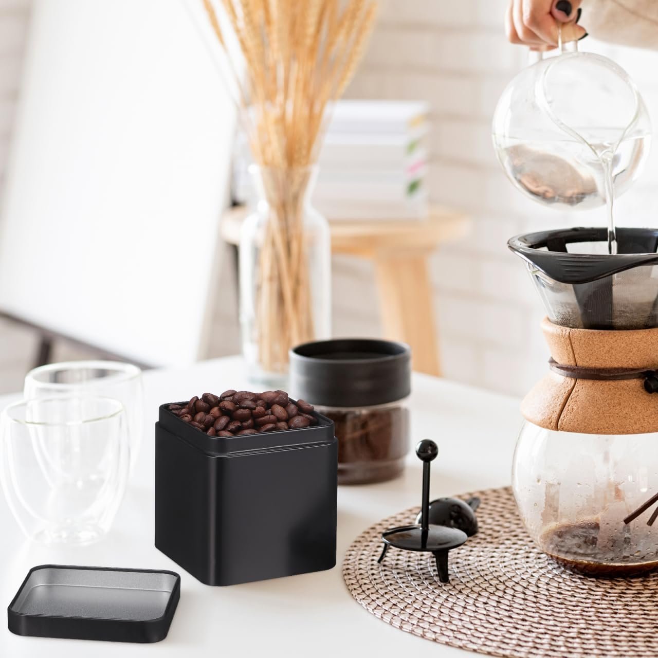 Luxshiny 10pcs Black Square Metal Tin Containers for Storage, Portable Airtight Tea Canisters for Loose Leaf Tea, Multi-Purpose Small Storage Boxes for Candy, Medicine, and Accessories