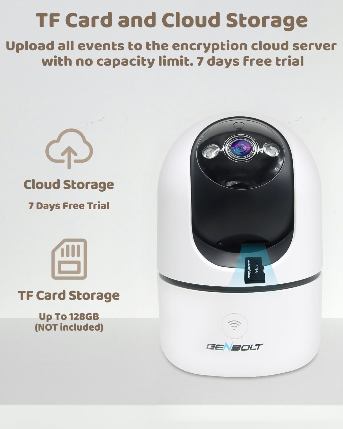 GENBOLT 2K Pet Camera, WiFi Security Camera Indoor,Home Surveillance IP Camera CCTV with Humanoid Detection, Auto Cruise Dog Cam with Audio Alarm