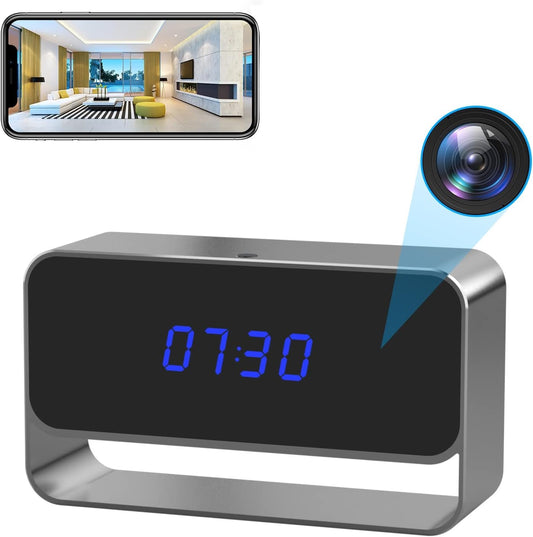 Pofeiwode Hidden Camera Clock WiFi Spy Camera FHD 1080P Wireless Secret Nanny Cam Small Surveillance Security Cams Enhanced Night Vision Motion Detection Alert Live Streaming via Android iOS App
