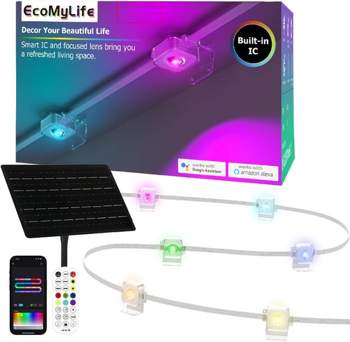 Solar Lights Permanent Outdoor Smart RGB Plus IC Outdoor Lighting, Work with Alexa (15m)