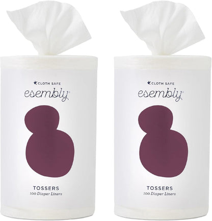 Esembly Tossers, Cloth Diaper Disposable Bamboo Liner, Fragrance-Free and Chlorine-Free, One Size, 200 Liners (2-Pack)