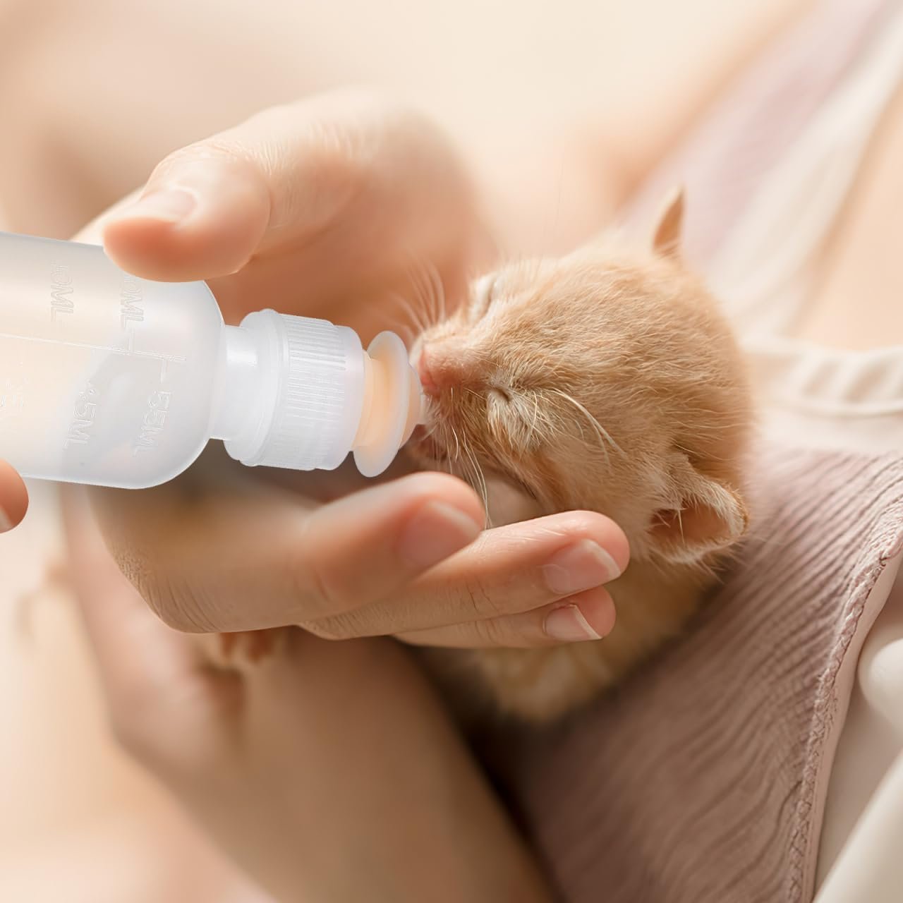 VANZACK 5pcs Pet Nursing Bottles Kit - 60ml Kitten Puppy Feeding Bottles, Small Animal Milk Feeder for Feeding Young Cats, Puppies and Small Animals