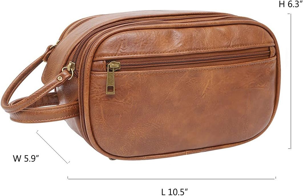 Toiletry Bag for Men Travel Toiletries Bag Water-Resistant Dopp Kit Faux Leather Shaving Bag Organizer for Toiletry Accessories Grooming Hygiene Cosmetic