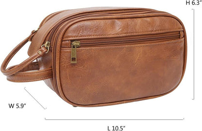 Toiletry Bag for Men Travel Toiletries Bag Water-Resistant Dopp Kit Faux Leather Shaving Bag Organizer for Toiletry Accessories Grooming Hygiene Cosmetic