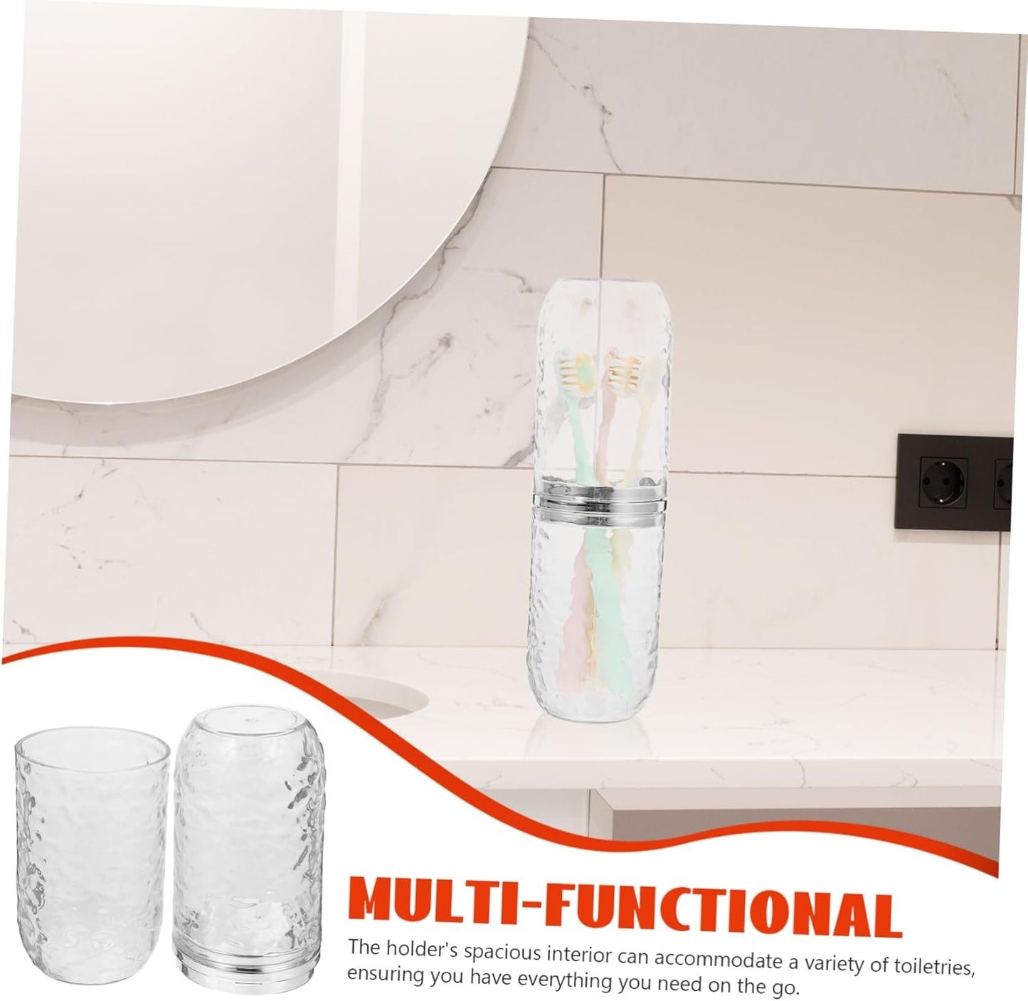 SOPOTUTU Travel Toothbrush Holder Case Portable Plastic Organizer for Toiletries Stylish Travel Storage for Toothbrushes for School Camping and Business Trips Space Saving Design